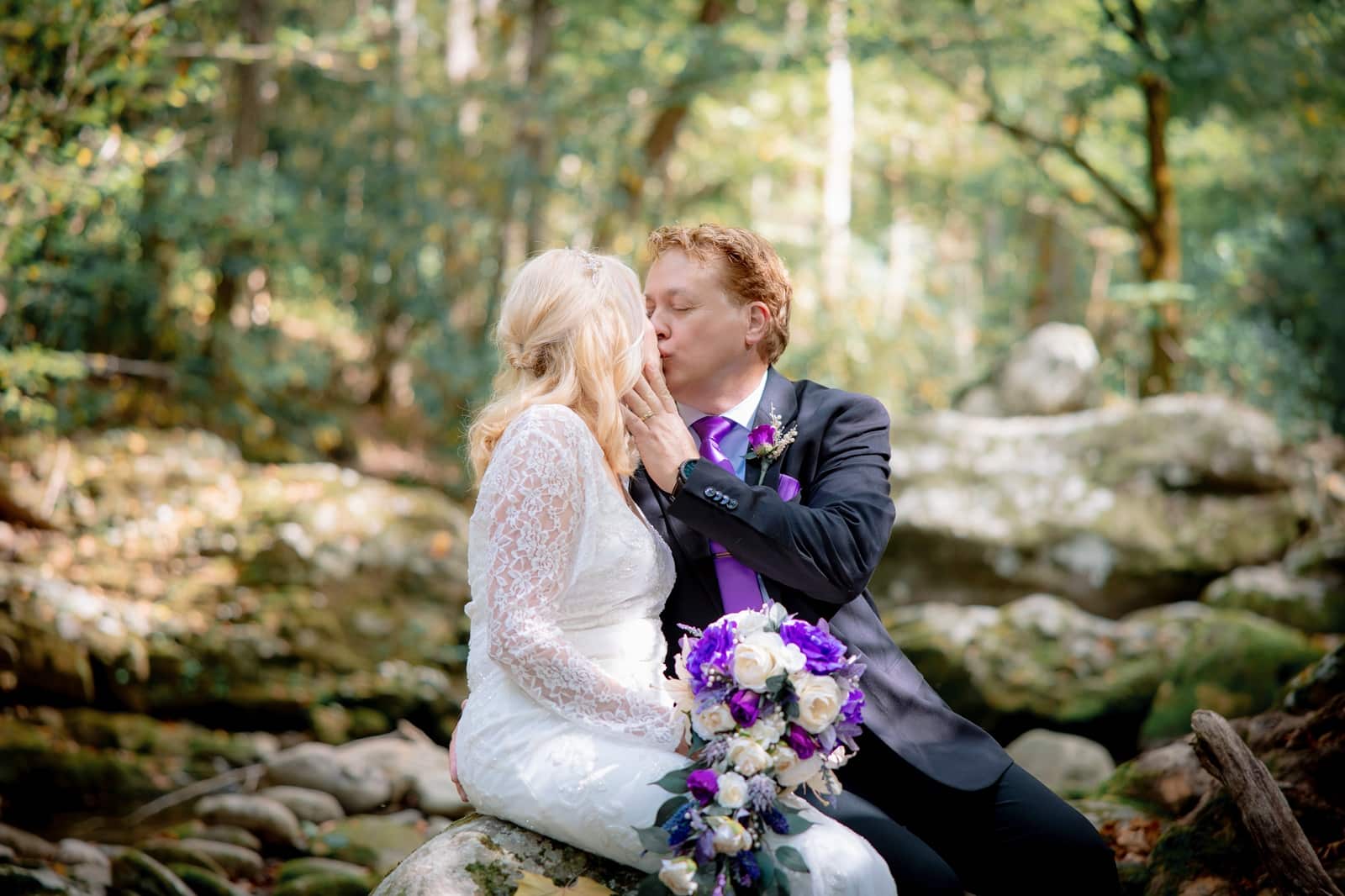 couple elopes by the creek in gatlinburg tennessee