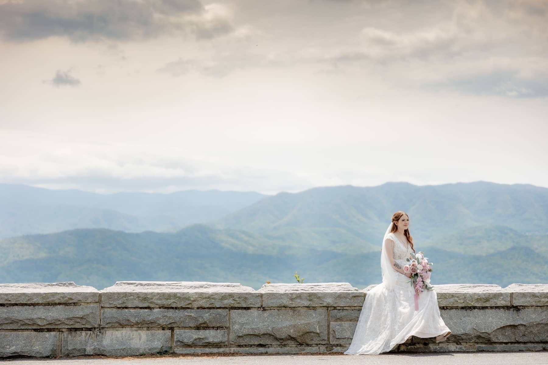 foothills parkway wall wedding photo