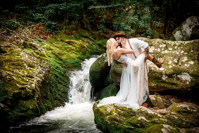 Gatlinburg Elopement at Waterfall in Tennessee