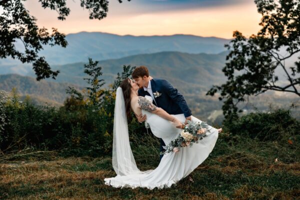 smoky mountain elopement with mountain view